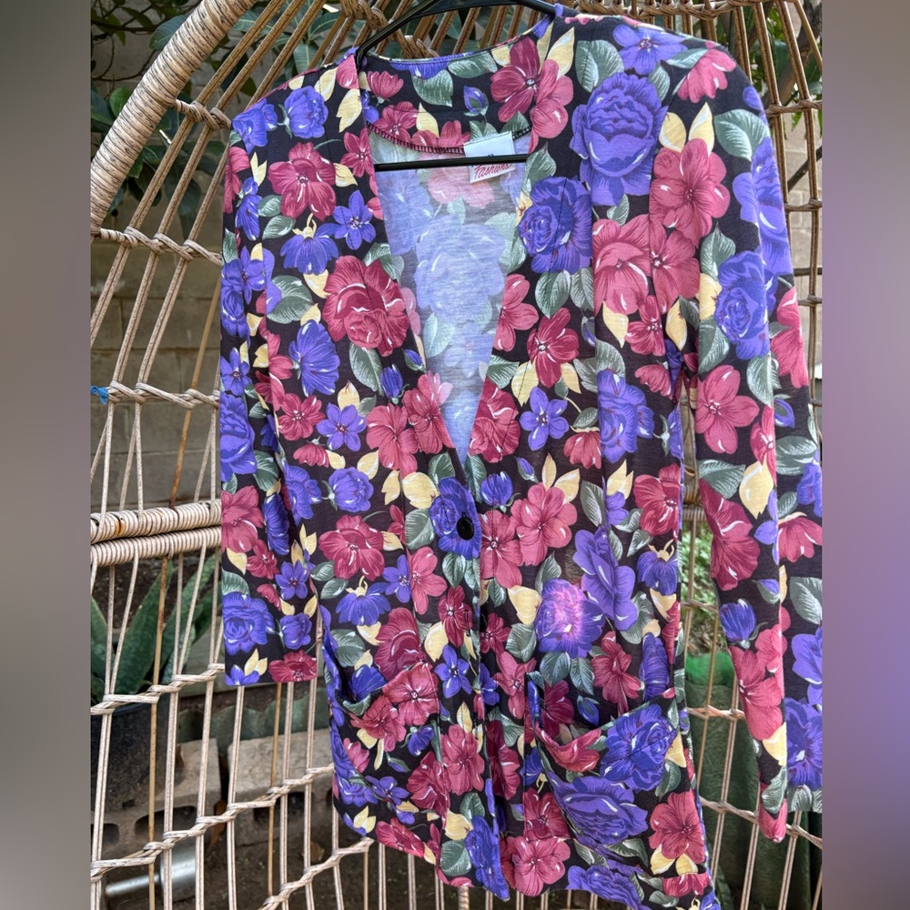 Vintage Avon Multicolor Floral Cardigan
